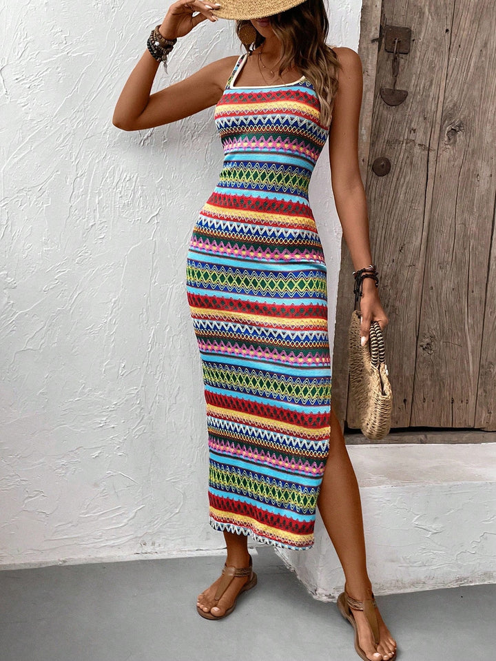 LOLA - SLIT MIDI DRESS