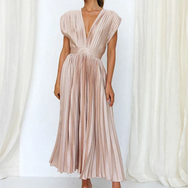 RENEE - ELEGANT PLEATED MAXI DRESS