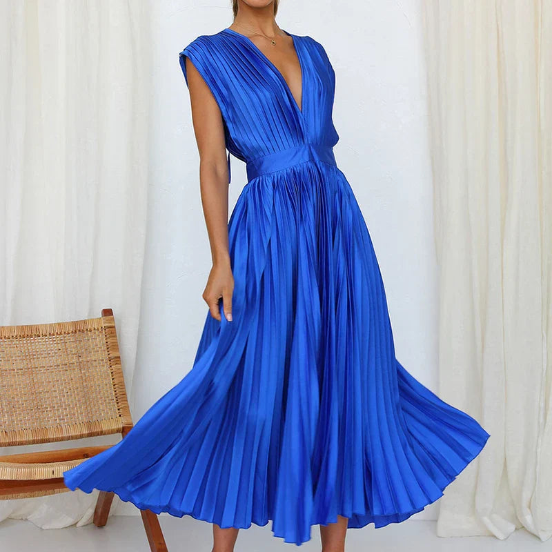 RENEE - ELEGANT PLEATED MAXI DRESS