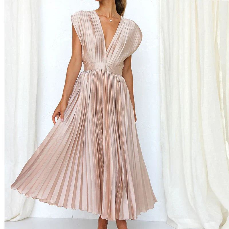 RENEE - ELEGANT PLEATED MAXI DRESS