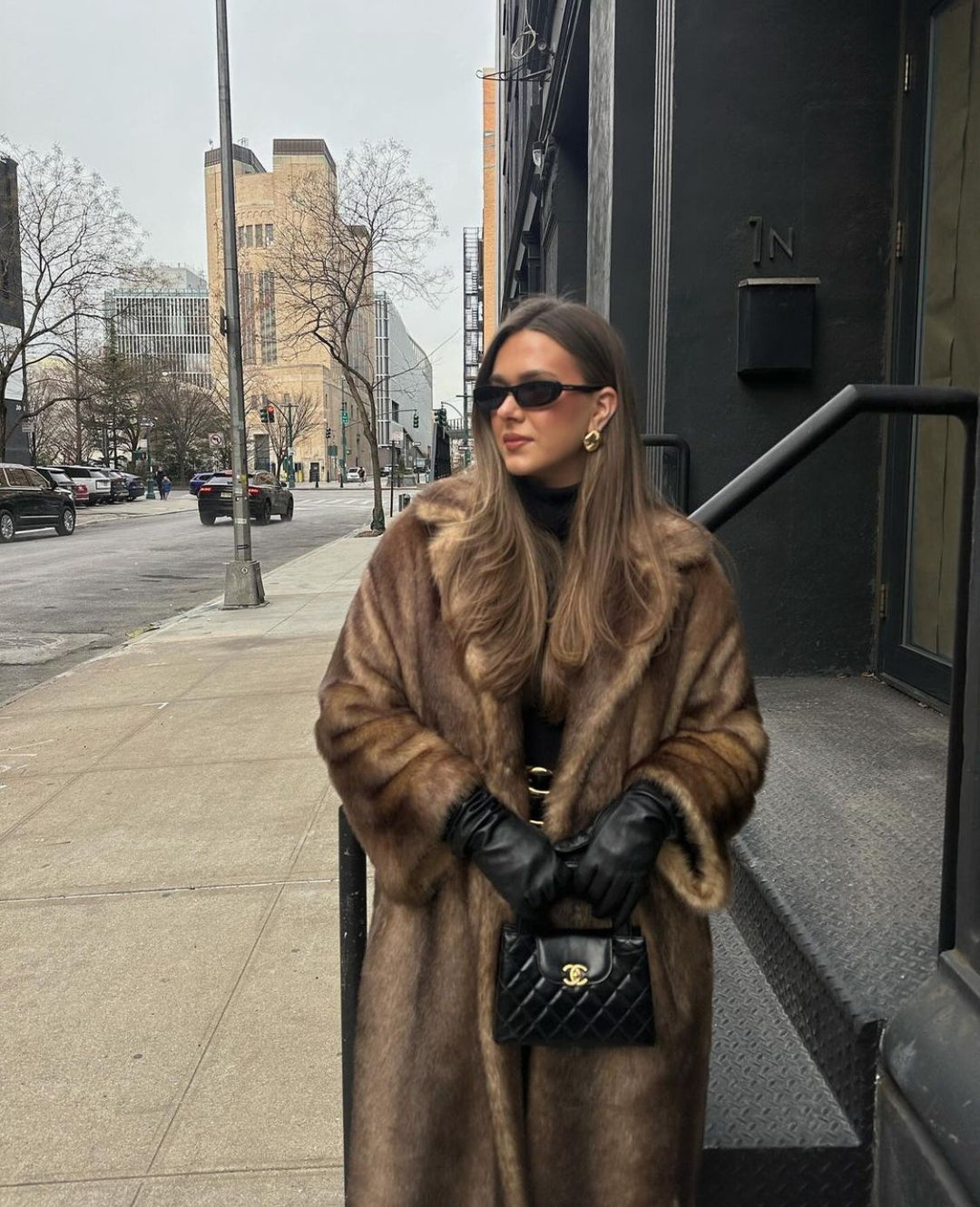 MOCHA LONG FAUX FUR COAT