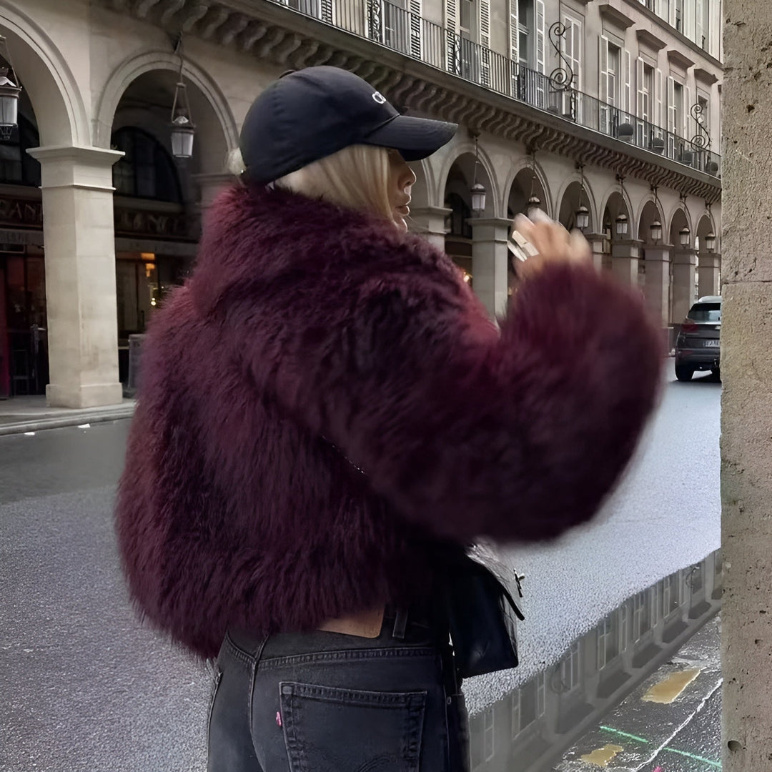 MYA DEEP PLUM FUR JACKET