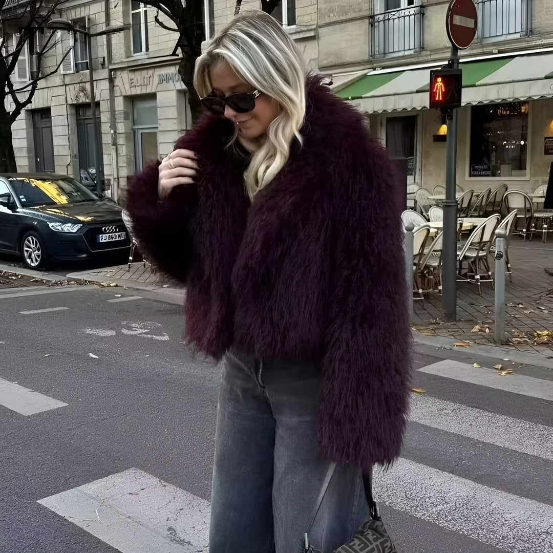 MYA DEEP PLUM FUR JACKET