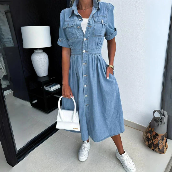 CLEO - LONG DENIM MIDI DRESS