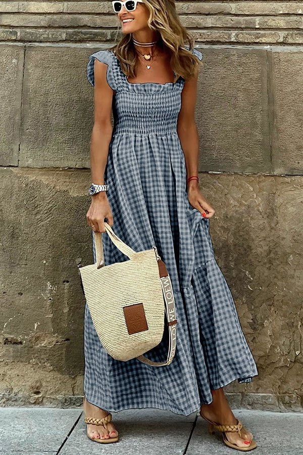 ANISA - CHEQUERED MIDI DRESS