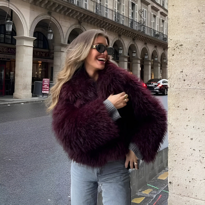 MYA DEEP PLUM FUR JACKET