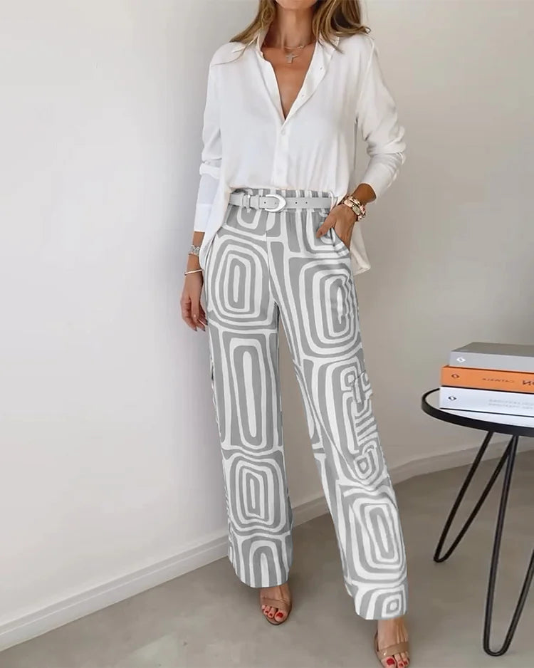 ARIA - ELEGANT SHIRT AND WIDE LEG TROUSER SET