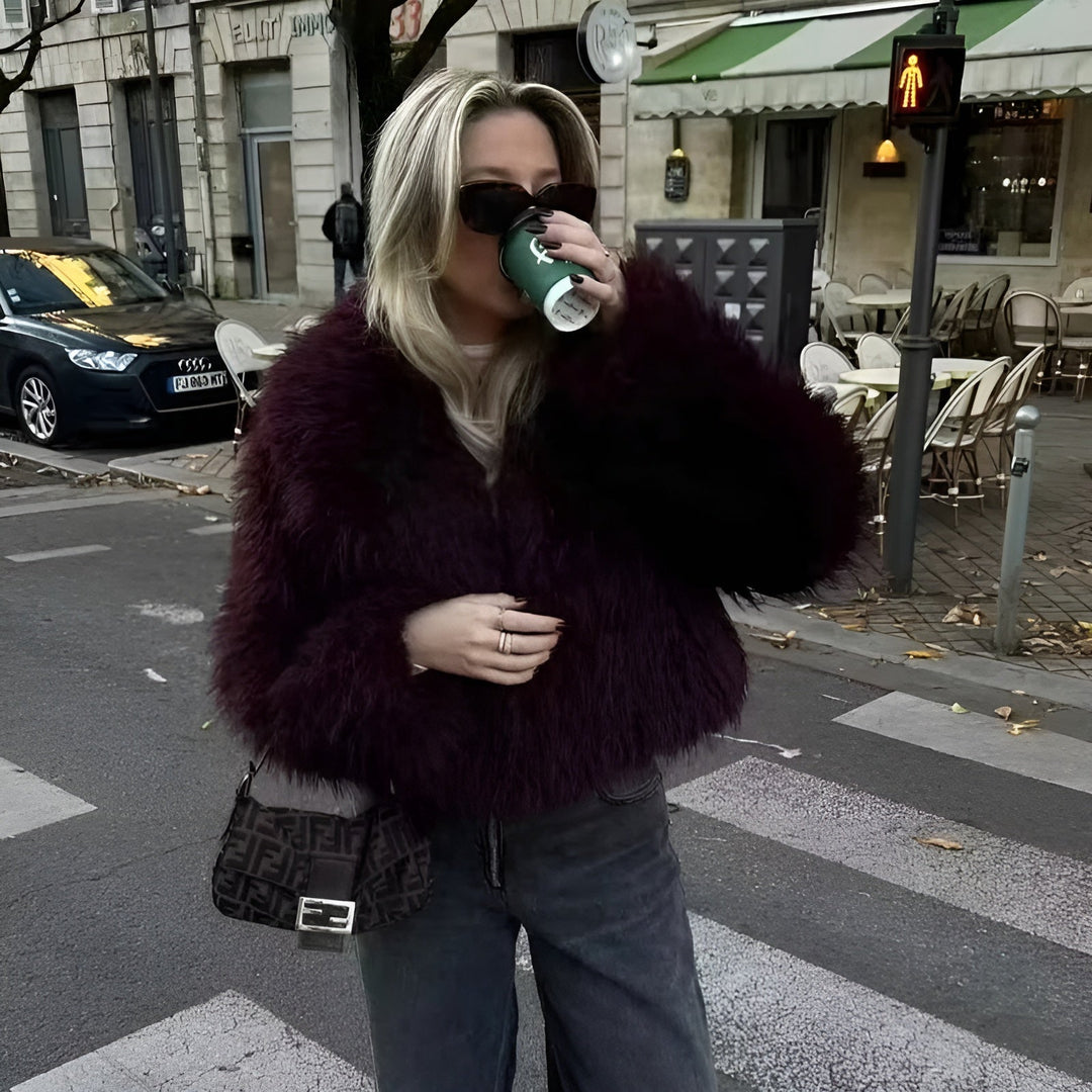 MYA DEEP PLUM FUR JACKET