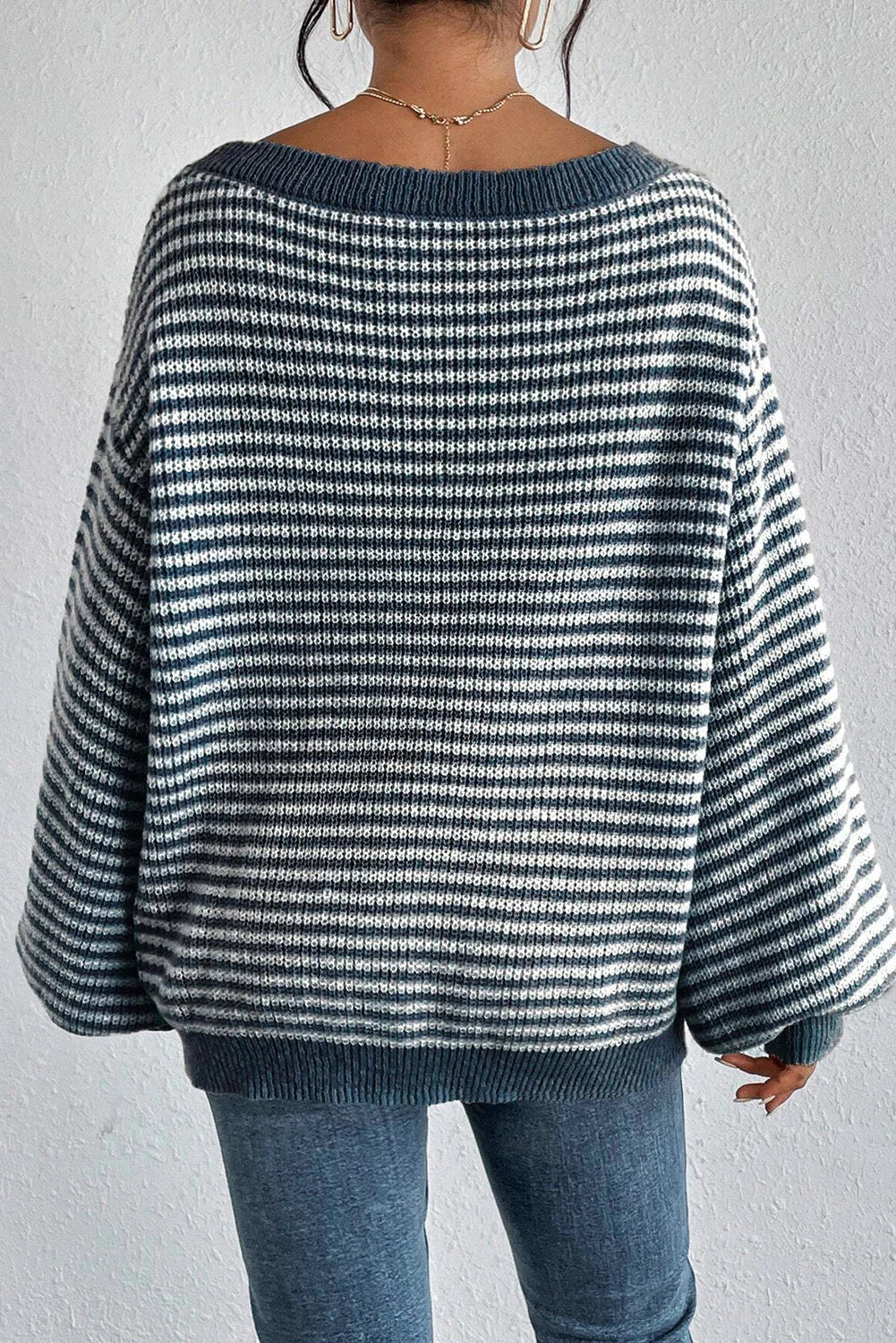 GRACIA - STRIPED OFF-SHOULDER SWEATER