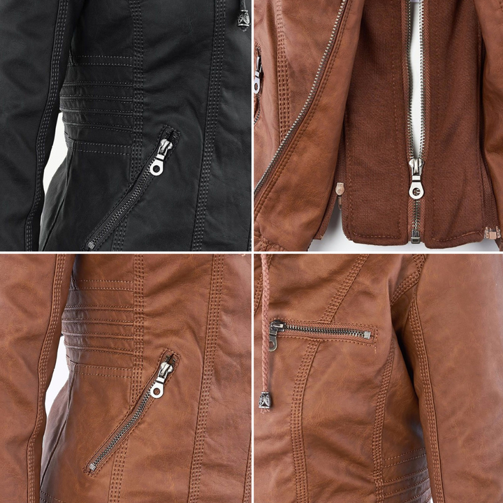 DEMI - HOODED LEATHER JACKET