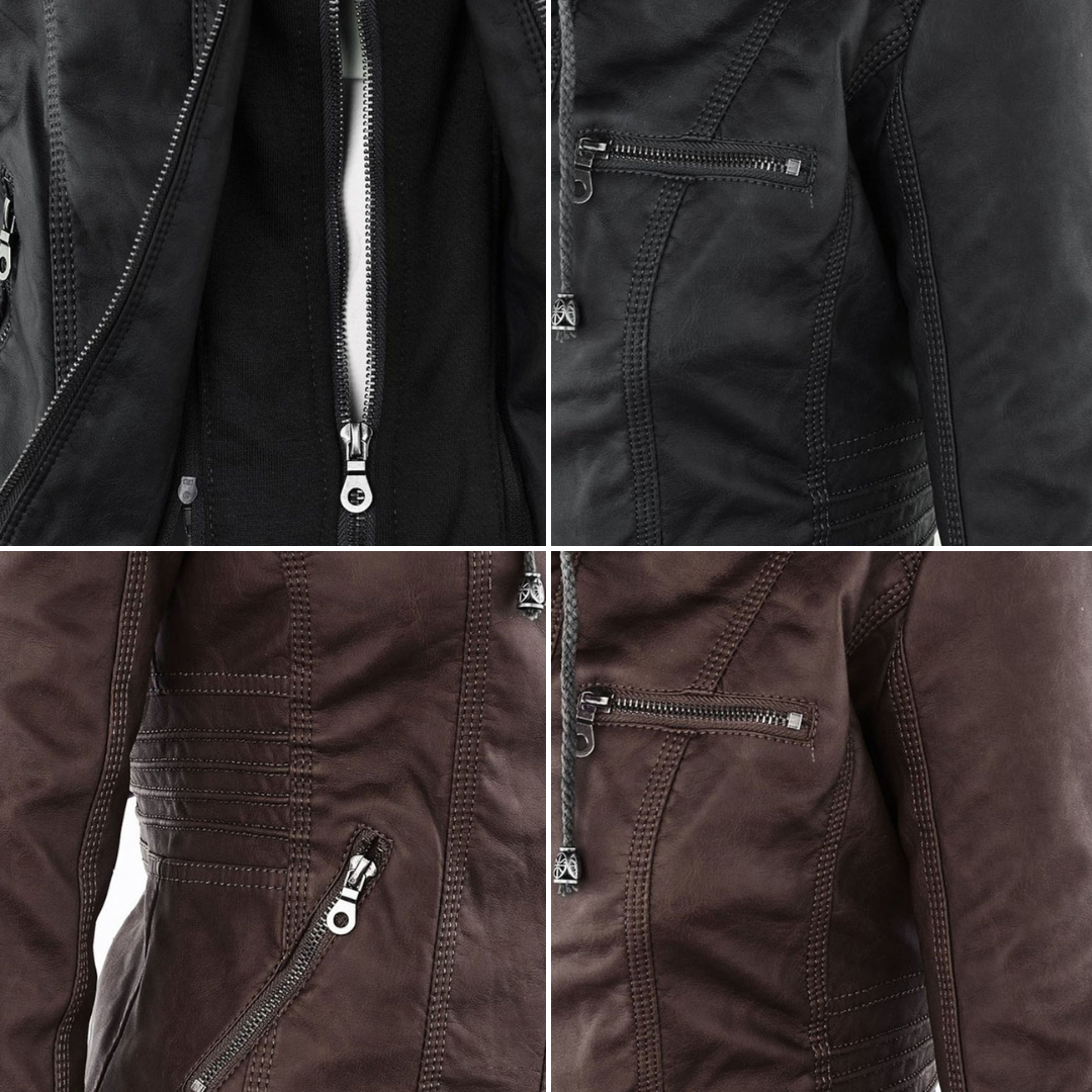 DEMI - HOODED LEATHER JACKET