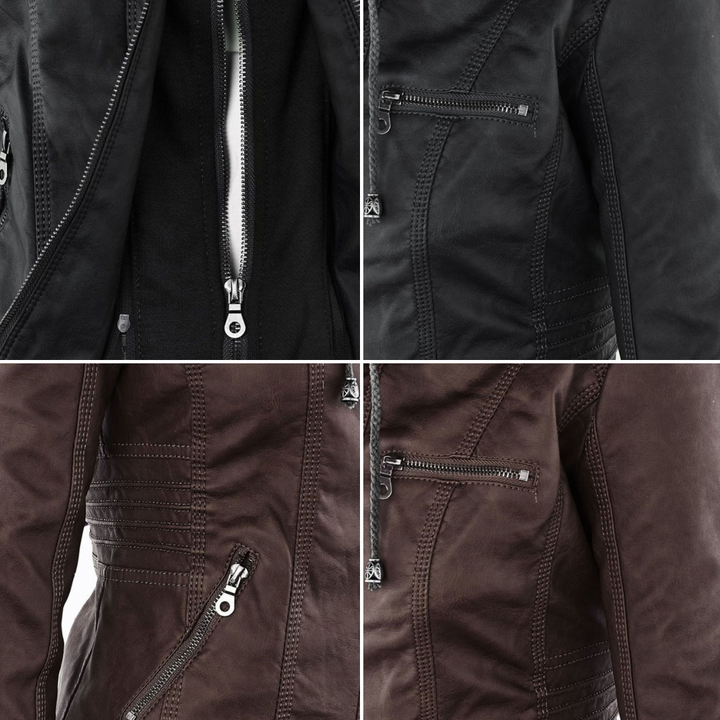 DEMI - HOODED LEATHER JACKET