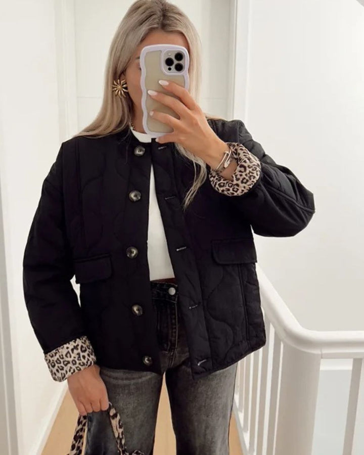 CHARLOTTE - LEOPARD-LINED BOMBER JACKET