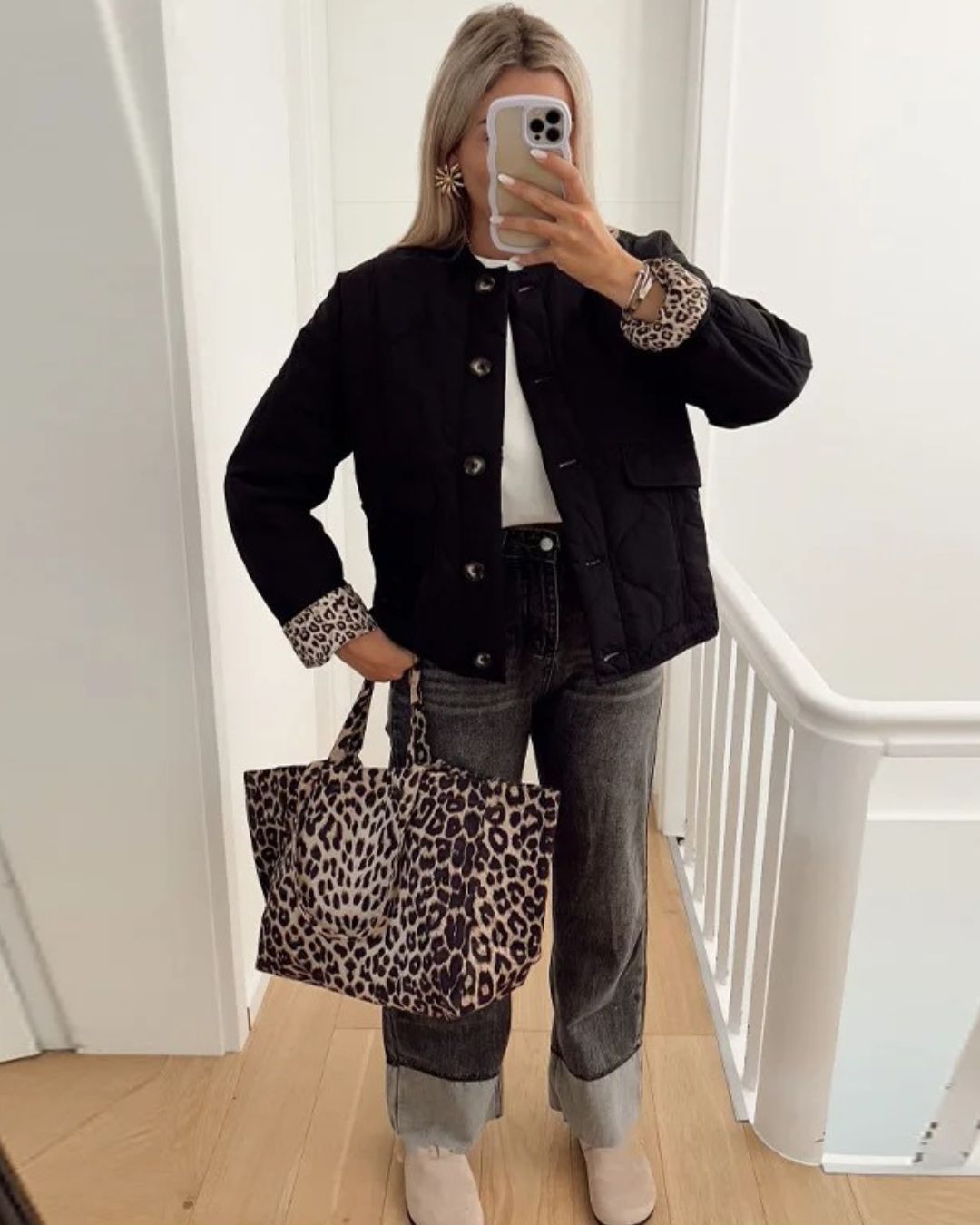 CHARLOTTE - LEOPARD-LINED BOMBER JACKET