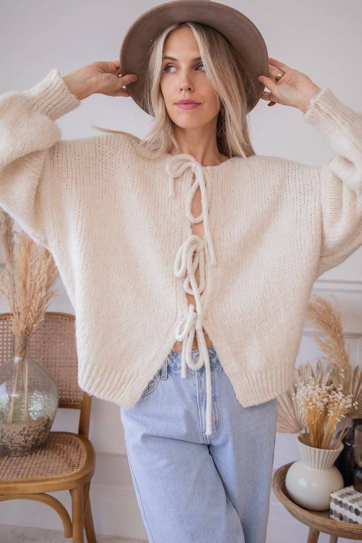 VENA TIE-FRONT SWEATER