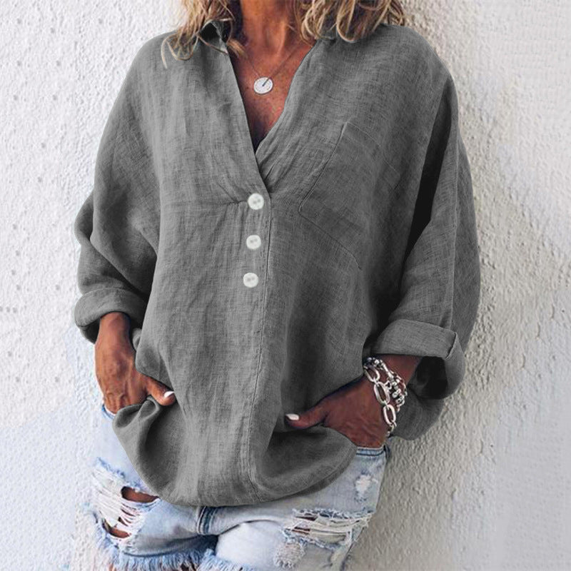 PAIGE - V-NECK LINEN BLOUSE