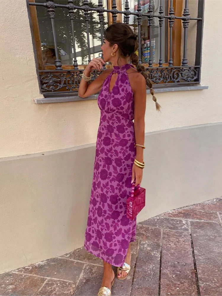 SUKI - HALTER NECK LONG DRESS