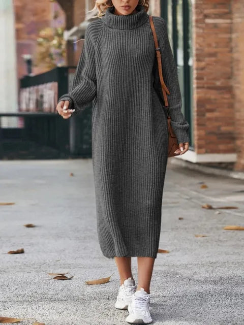 MARINA - RIBBED TURTLENECK DRESS