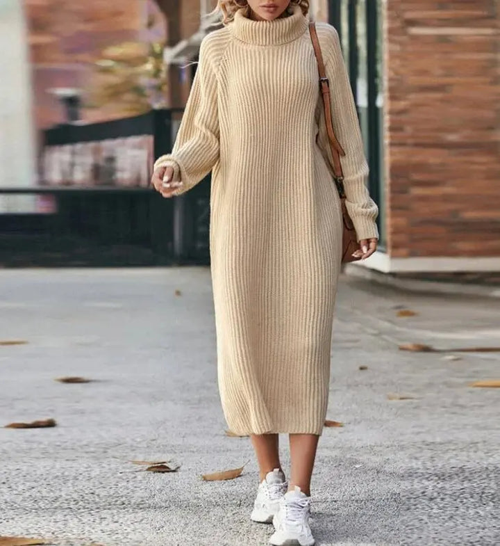 MARINA - RIBBED TURTLENECK DRESS