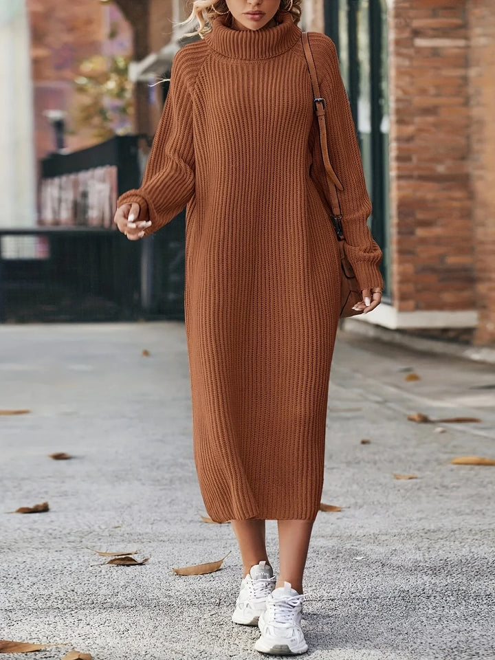 MARINA - RIBBED TURTLENECK DRESS