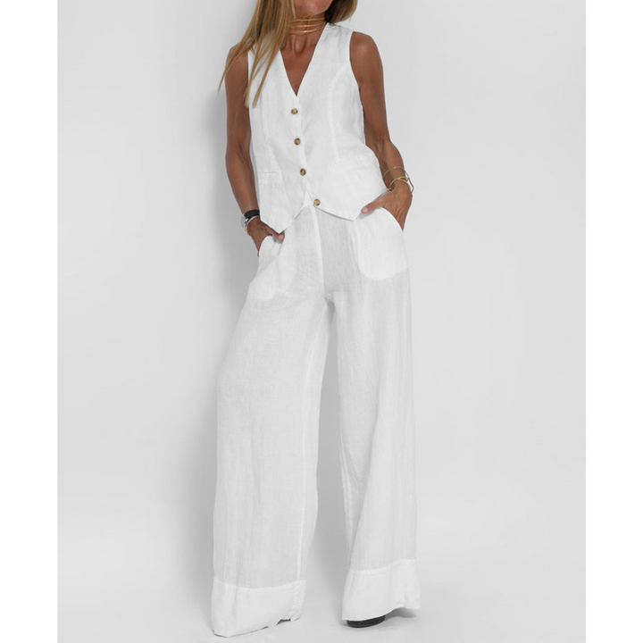 ELSIE - WAIST COAT WITH WIDE-LEG TROUSERS