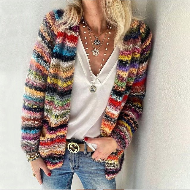 COLOURPLAY STRIPED CARDIGAN