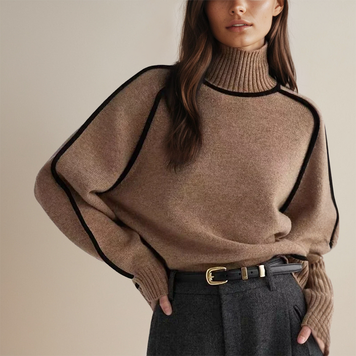 MADDIE - STRIPED RIBBED TURTLENECK