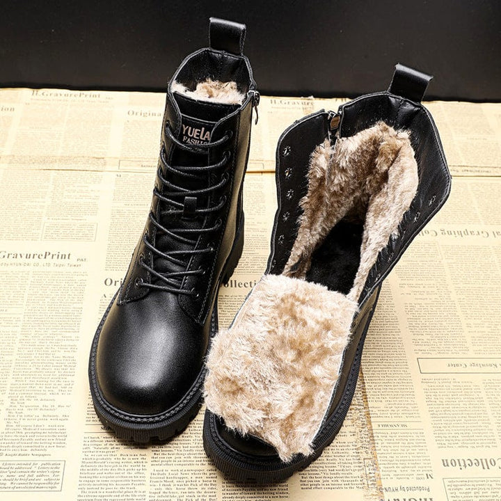 CIENA LEATHER ZIP FAUX FUR BOOTS