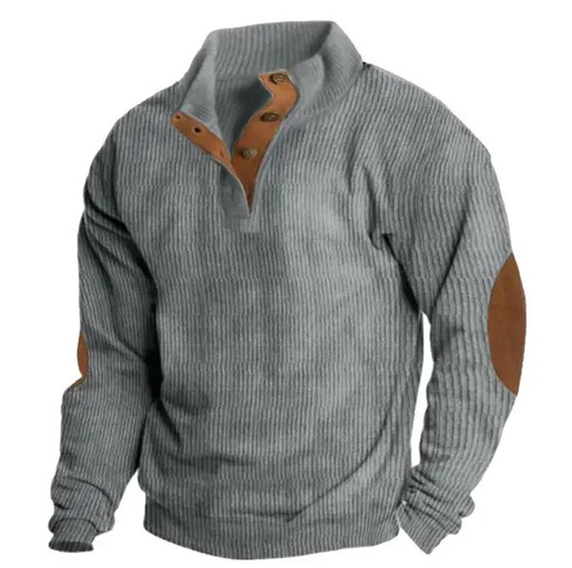 CEDARWOOD - CLASSIC HENLEY RIBBED SWEATER