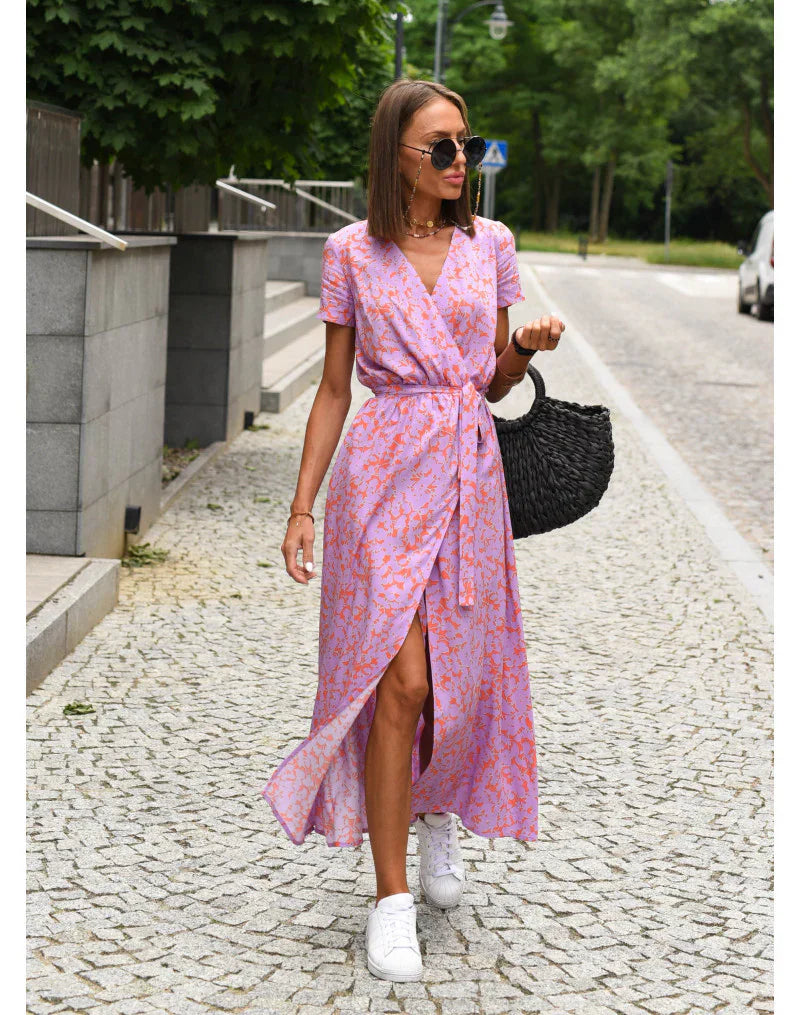 ALINA - LONG V-NECK DRESS