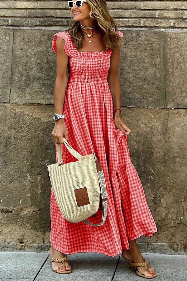 NOEMIE - CHEQUERED MAXI-DRESS