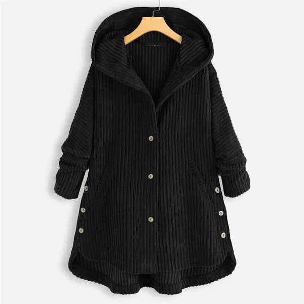 SOFT HOODED RIBBED COAT