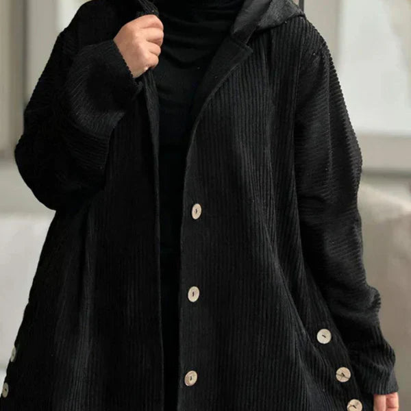 SOFT HOODED RIBBED COAT