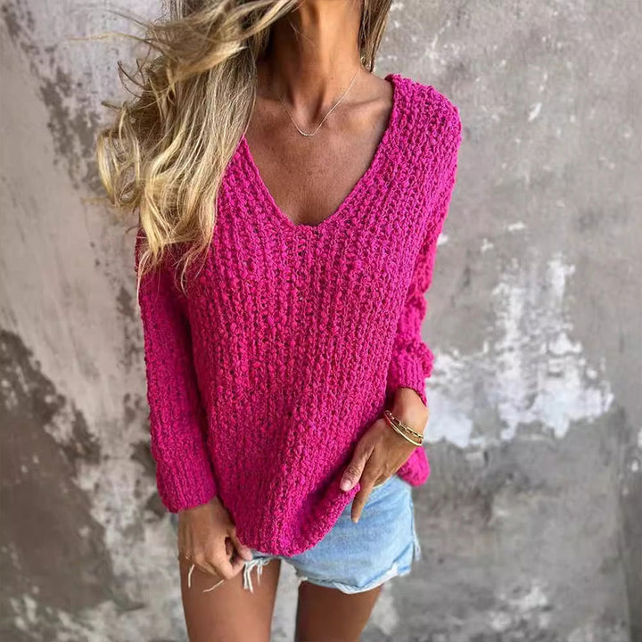 TILLY - KNITTED OPEN-NECK SWEATER