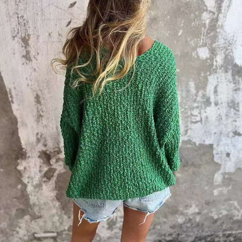 TILLY - KNITTED OPEN-NECK SWEATER