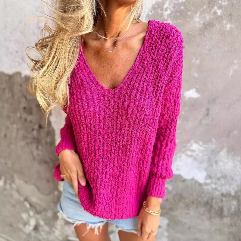 TILLY - KNITTED OPEN-NECK SWEATER