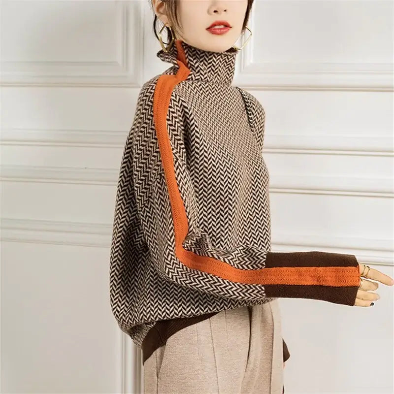 HARRIET - HERRINGBONE TURTLENECK