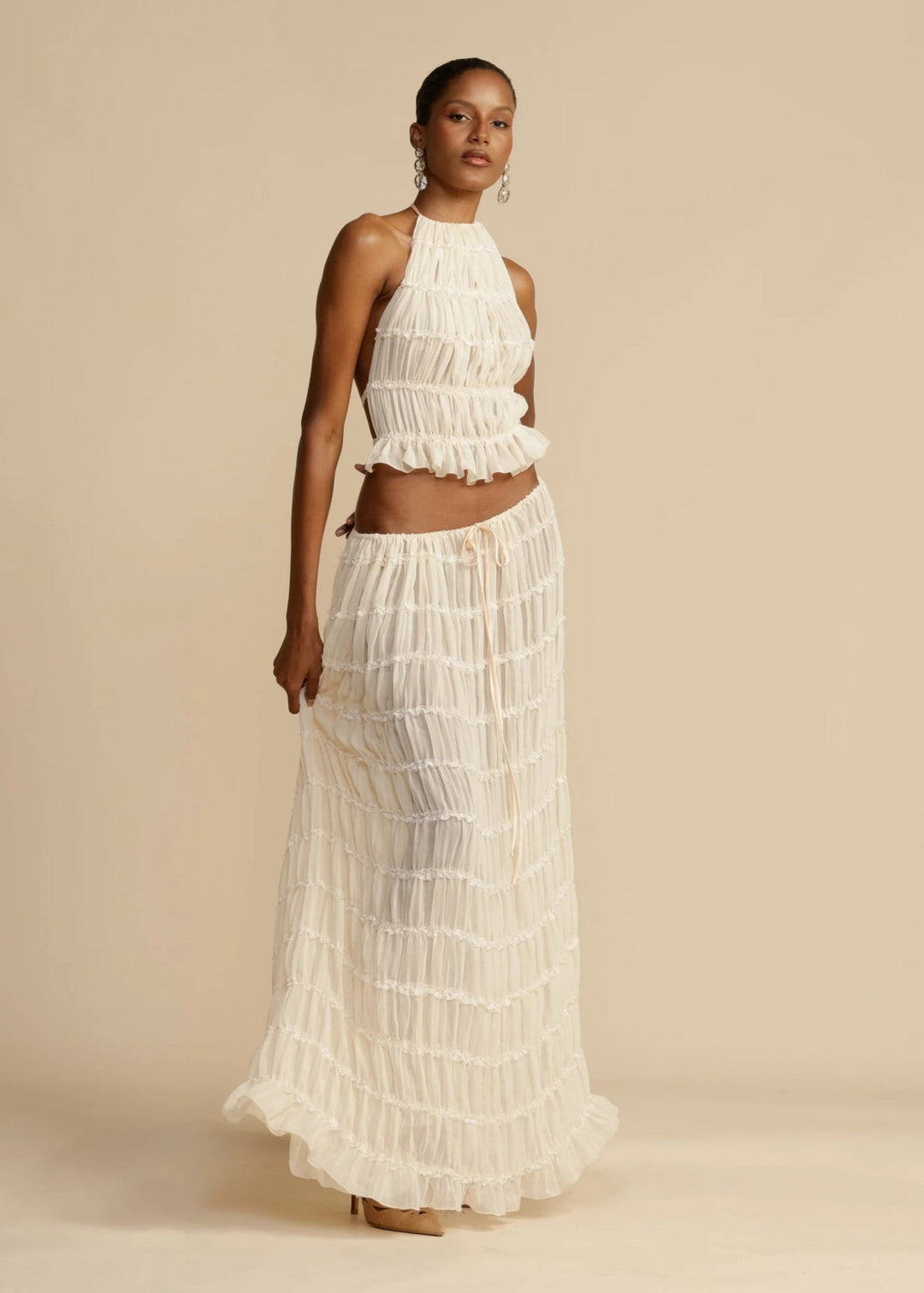 FLORENCE - PLEATED TOP AND MAXI SKIRT SET